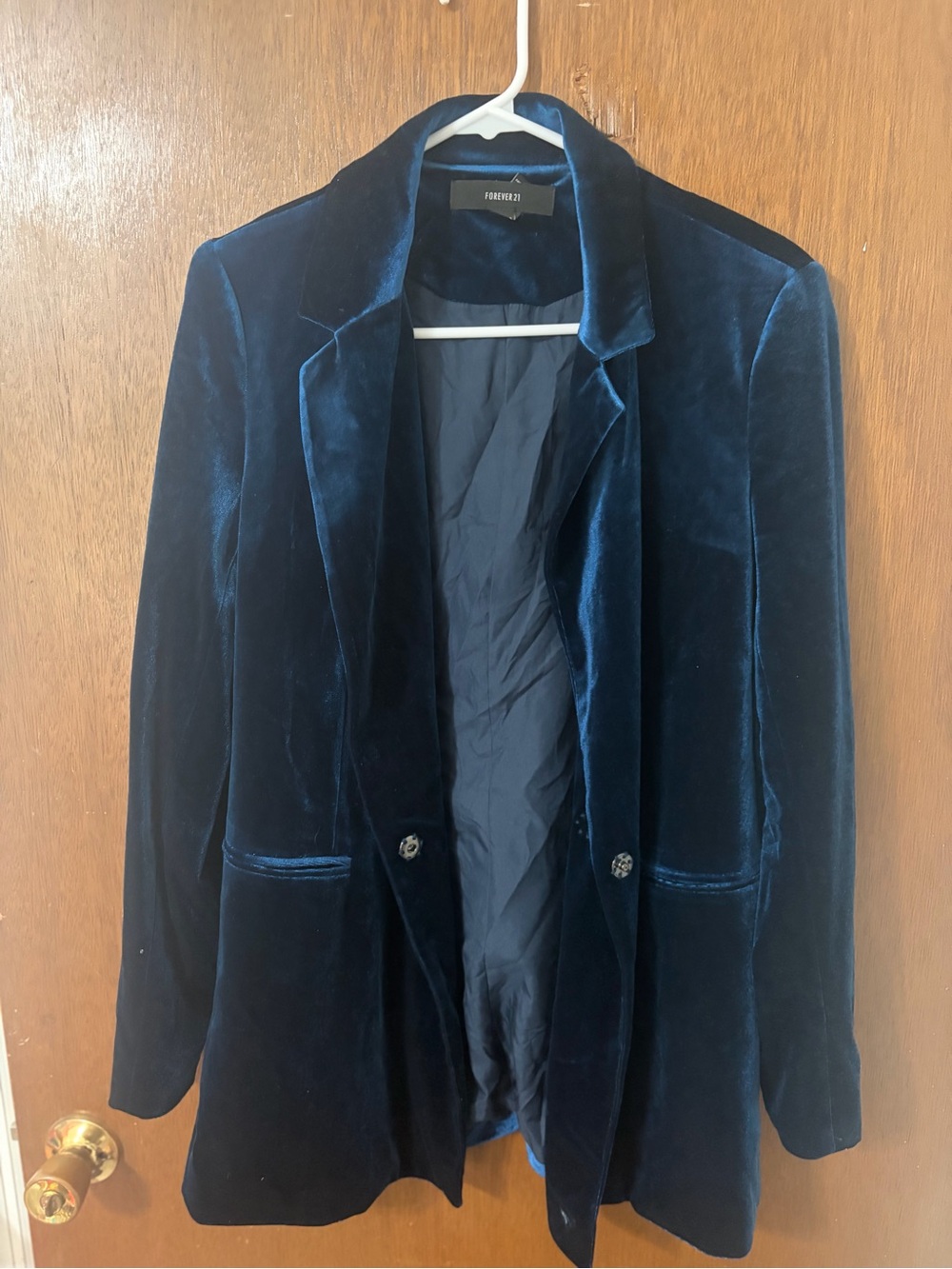 Forever 21 Dark Blue Velvet Blazer